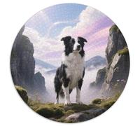 Border Collie 1000pc Round Puzzle with Pet Dog, Offers A Relaxing Yet Challenging Experience, Brilliant for Mindfulness Practice 1000pcs (67.5x67.5cm)