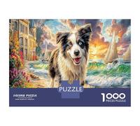 Border Collie 1000Piecess JigsawPuzzleAustralian Shepherd Coastal ForAdult Colourful Brainteasing Age12+byth Challenging The Impossible Difficult Game Uncover The Puzzle 70x50cm/1000pcs
