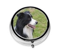 Border Collie 2Meta Pill Box 3 Compartment Medicine Case,Portable Organizer