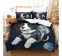 Border Collie 3D Printed Duvet Cover Set Animals Quilt Cover with 2 Pillow Cases Bedding Set Hypoallergenic with Zipper Closure 3 Pcs for Children's And Adults Super King(260x220cm)