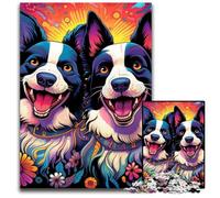 Border Collie Adult Jigsaw Puzzles 1000 Pieces Wooden Puzzles Brain Teaser Game for Teenagers, Perfect 50x75CM/19.68x29.52inch