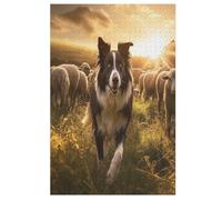 Border Collie Adults Wooden Jigsaw Puzzle, for Kids Wooden Puzzles Toys Family Game Play,Brain Training 1000 Piece 78×53cm