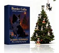 Border Collie Advent Calendar 2025 - 24-Day Christmas Countdown Box with 2D Acrylic Dog Ornaments, Tree/Wreath/Mantel Decor, Cute Puppy Charms for Dog Lovers, Pet Parents & Families(1pcs)