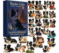 Border Collie Advent Calendar 2025 24-Day Countdown Calendar With 24 Uniquely Dressed Border Collie Decorations 2D Flat Cute Border Collie Christmas Tree
