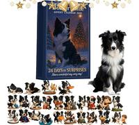 Border Collie Advent Calendar 2025, 24-Day Countdown Calendar With 24 Uniquely Dressed Border Collie Decorations, 2D Flat Cute Border Collie Christmas Tree Hanging Ornaments for Dog Lovers