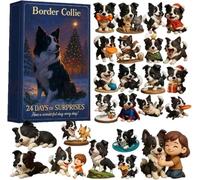 Border Collie Advent Calendar 2025,24 Day Countdown Calendar With 24 Uniquely Dressed Border Collie Decorations,2D Flat Cute Border Collie Christmas Tree Hanging Ornaments (1pc)