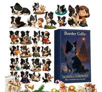 Border Collie Advent Calendar 2025, Dog Christmas Calendar with 24 Dog Figures, 2D Acrylic for Hanging, Countdown Calendar for Dog Lovers, Children, Family and Christmas Decoration, 26 x 18 cm