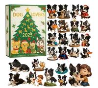 Border Collie Advent Calendars 2025 | 24 Day Countdown Calendar with 24 2D Flat Border Collie Figurines Hanging Ornaments | Realistic dog Countdown Calendars, Christmas Tree Decorations for Dog Lovers