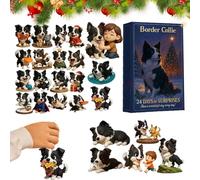 Border Collie Advent s Calendars 2025, 24-Day Christmas Countdown Calendar with 24 Different Dogs Figurines Hanging Ornaments, 2D Acrylic Cute Borders Collies Christmas Tree Decorations For Dog Lovers