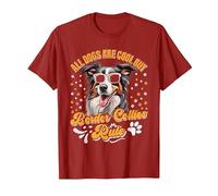 Border Collie All Dogs are Cool Border Collie Rule Funny T-Shirt, Men, Cranberry Red, Small