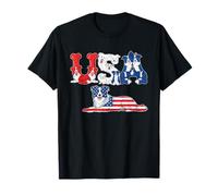 Border Collie American USA Flag 4th of July Womens Mens Kids T-Shirt