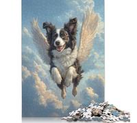 Border Collie Angel Pet Memorial Art Dog with Wings Puzzle 500 Pieces Jigsaws Puzzles for Adults Puzzles for Adults& Teens Age 12 Years Up 500pcs (52x38cm)