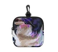 Border Collie Art Dog Painting, Square Zipper Storage Bag, Neoprene Coin Purse, Small Wallets, Change Pouch, Change Purse