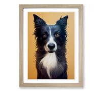 Border Collie Avant Garde Framed Print | A2 Oak Framed Wall Art | Ready to Hang | Modern Nature Picture | Living Room Bedroom Lounge Office