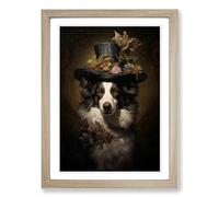 Border Collie Baroque Framed Wall Art Print A2 Oak