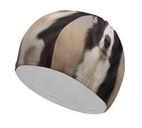 Border Collie Bathing Cap High Elasticity Swimming Caps Fit Both Long Hair Short Hair Comfortable Large Shower Cap for Drag Reduction and Hair Protection