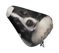 Border Collie Bike Seat Cushion Waterproof Bicycle Seat Cover with Drawstring Comfort Dustproof Rain Proof Protection Bike Seat for Outdoor Most Bicycles Mountain Road Bikes
