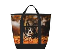 Border Collie Bokeh Autumn Black Border Collie,Lunch Bags Large Capacity Insulated Tote Bag For Women Men Work Picnic Travel