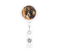 Border Collie Bokeh Autumn Black Border Collie, Retractable Badge Holder,Badge Reels Holder with ID Clip Alligator Clip
