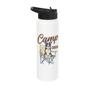 Border Collie Camp Crew Camping Dog Lover Outdoor Stainless Steel Insulated Water Bottle