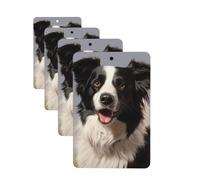 Border Collie Car Air Fresheners Cards 4 Pcs Hanging Fragrance Scented Cards Long-Lasting Car Aromatherapy Tablets for Wardrobe Bathroom Car Interior Mirror Pendant Gifts