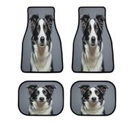 Border Collie Car Floor Mats Personalized Anti-Slip Vehicle Front Rear Rugs Classic All-Weather Universal Driver Heel Pad Fit for SUV Vans Sedans Trucks Set of 4pcs