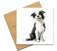 Border Collie Card - Dog Lover Blank Greetings Card for any Occasion - Birthday, Retirement, Good Luck, Get Well Soon - Cartoon Doodle Cute Pet Dog Breeds