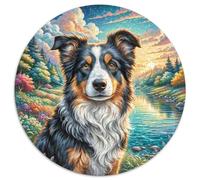 Border Collie Challenging 1000-Piece Circular Puzzle with Pet Dog, Great for Rainy Days, Ideal for Puzzle Lovers of All Ages 1000pcs (67.5x67.5cm)