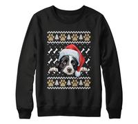 Border Collie Christmas Jumper Sheep Dog Xmas Sweatshirt Festive Unisex Sweater, L, Black