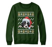 Border Collie Christmas Jumper Sheep Dog Xmas Sweatshirt Festive Unisex Sweater, XXL, Bottle
