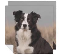 Border Collie Cloth Napkin 2 PCS Table Dinner Napkins Washable & Reusable Cloth Napkins Washable Tablecloth for Party, Wedding, Lunch, Dinners, Banquet, Christmas