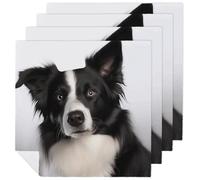 Border Collie Cloth Napkin 4 PCS Table Dinner Napkins Washable & Reusable Cloth Napkins Washable Tablecloth for Party, Wedding, Lunch, Dinners, Banquet, Christmas