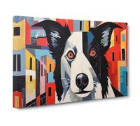 Border Collie Constructivism No.2 Canvas Print for Living Room Bedroom Home Office Décor, Wall Art Picture Ready to Hang, 30x20 Inch (76x50 cm)