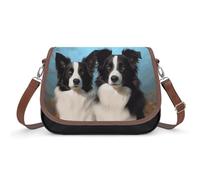 Border Collie Crossbody Bag for Women Leather Crossover Shoulder Handle Bag with Adjustable Strap Hobo Handbag Large Capacity Purse Work Handbag for Daily Outdoor
