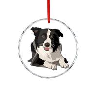 Border Collie Crystal Glass Pedant Hanging Ornament Printed Gifts Decor for Xmas Tree Merry Christmas Wedding Anniversary