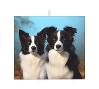 Border Collie Dish Drying Mat for Kitchen Counter 18x16 Inch Microfiber Dish Drying Pad Absorbent Dishes Drainer Mats for Kitchen Countertops Sinks Draining Racks