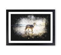 Border Collie Dog at The Beach Paint Splash Framed Print | A2 Black Framed Wall Art | Ready to Hang | Modern Animal Picture | Living Room Bedroom Lounge Office