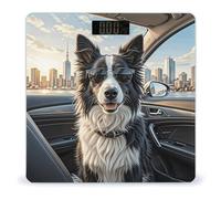 Border Collie Dog Bathroom Scale for Body Weight LCD Display Digital Bathroom Scale Tempered Glass Bathroom Weight Scales Fashion Smart Scales for Home Bedroom 400 Lb