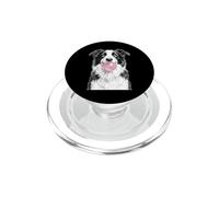 Border Collie Dog Blowing Pink Bubble Gum PopSockets PopGrip for MagSafe