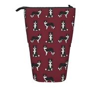 Border Collie Dog Breed Pet Lovers Sewing Projects Ruby,Standing Pencil Holder Stationery Bag Pencil Pouch Organizer Telescopic Pencil Case