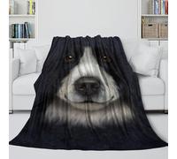 Border Collie Dog Fuzzy Blanket - 3D Animal Fleece Blanket for Kid Friends Hubby Boyfriend - Multi-purpose To Household - Christmas Birthday Wedding Gift 40x50inch(100x130cm)