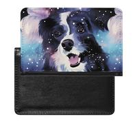 Border Collie Dog Galaxy Sky Passport Holder Travel Wallet Cover Case with Card Slot Organiser for Men Women