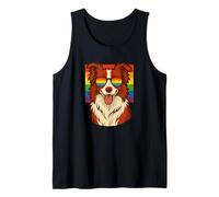 Border Collie dog, Gay Pride, Queer, LGBTQ+, Red and White Tank Top