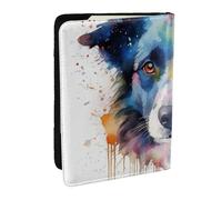 Border Collie Dog Head Printed Passport Holder,Travel Pu Leather Passport Cover Case Organiser for Men Women,6.5 Inch