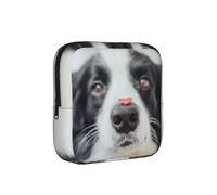 Border Collie Dog Heart Pattern, Sanitary Pad Storage Bag, Pad Holder Bag with Zipper, Change Purse