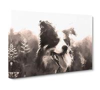 Border Collie Dog in a Meadow Canvas Print | Gallery Wrapped 30mm Frame Wall Art | 30x20 inches | Ready to Hang | Modern Animals Picture | Living Room Bedroom Lounge Office