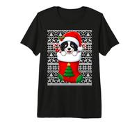 Border Collie Dog in Christmas Socks Cute Holiday Ugly Xmas Premium T-Shirt