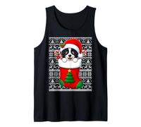 Border Collie Dog in Christmas Socks Cute Holiday Ugly Xmas Tank Top