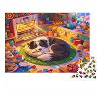 Border Collie Dog in Cozy Kitchen 1000 Piece Jigsaw Puzzle Paper for Adults Relaxing Home Decor 70x50cm/1000pcs