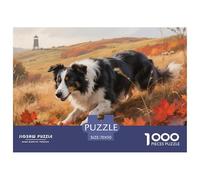 Border Collie Dog Jigsaw Puzzles 1000 Piece Challenge Game for Adults,Autumn Field Impossible Jigsaw Puzzles 1000 Piece Puzzle Educational Games 70x50cm/1000pcs